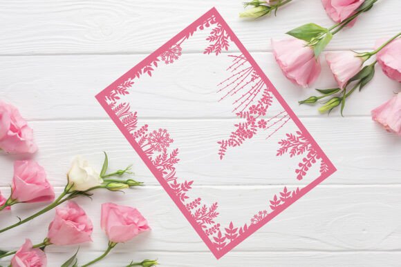 Beautiful Floral Fame Svg with Leaves