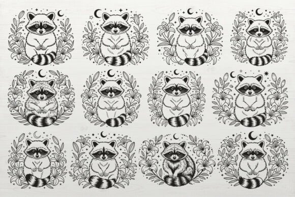 Cute Floral Raccoon SVG Bundle