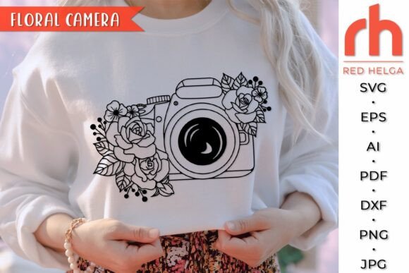 Floral Camera SVG, Flower Camera DXF