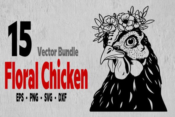 Floral Chicken Svg Bundle, Farm Animal