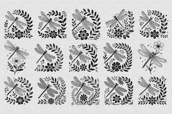 Floral Dragonfly SVG Bundle Cutting File