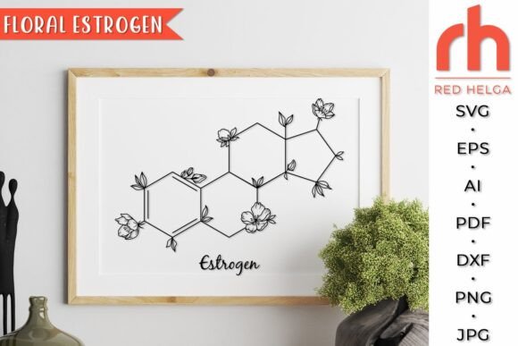 Floral Estrogen SVG, Flower Molecule DXF