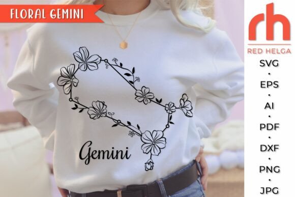 Floral Gemini SVG, Flower Zodiac Design