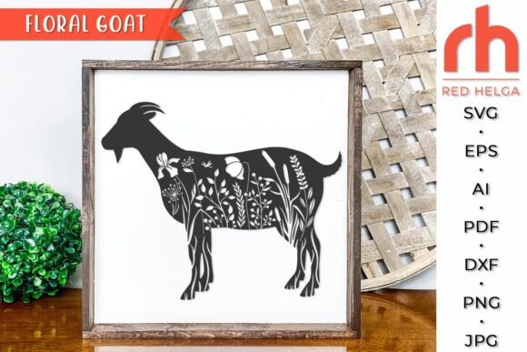 Floral Goat SVG, Flower Animal Cut File