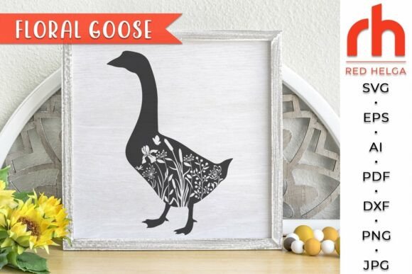 Floral Goose SVG, Flower Animal Cut File