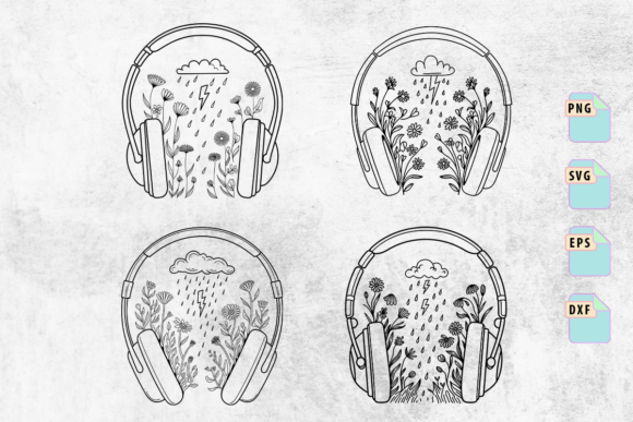 Floral Headphones Svg Design Bundle