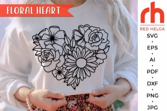 Floral Heart SVG, Flowers Heart Cut File