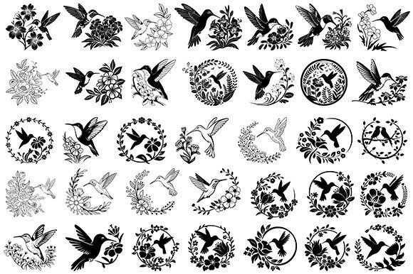 Floral Hummingbird Svg Bundle