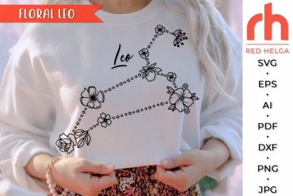 Floral Leo SVG, Flower Zodiac Cut File