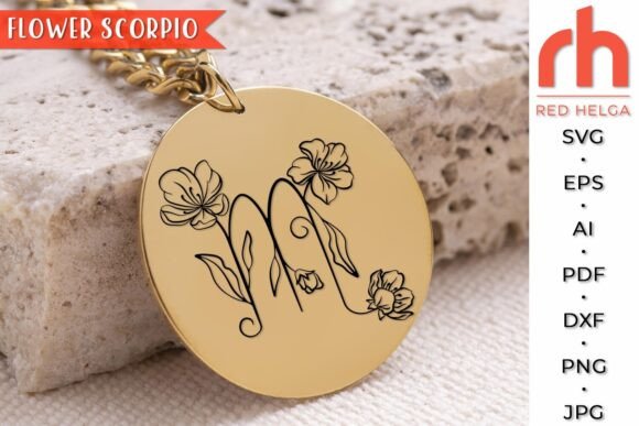 Floral Scorpio SVG, Flower Zodiac DXF