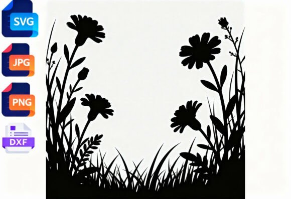 Floral Silhouette SVG Cut File Flowers