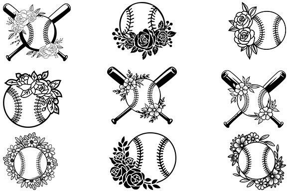 Floral Softball Svg,Softball Bundle