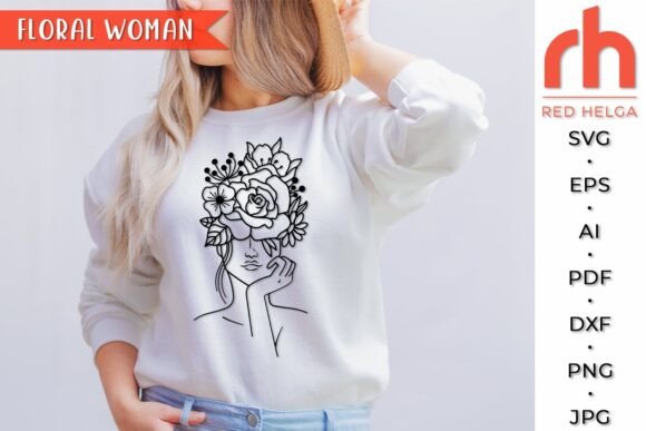 Floral Woman SVG, Flower Head Cut File