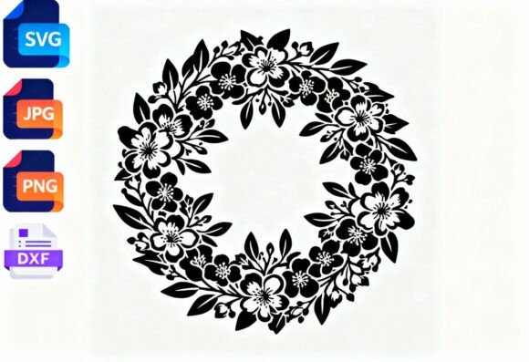Floral Wreath SVG Cut File Flowers