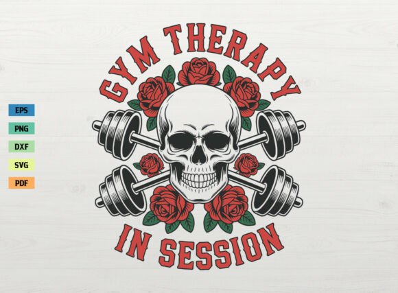 Gym Therapy in Session Floral Skull SVG