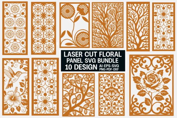 Laser Cut Floral Panel SVG Bundle 2