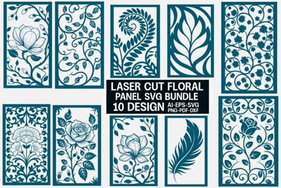 Laser Cut Floral Panel SVG Bundle
