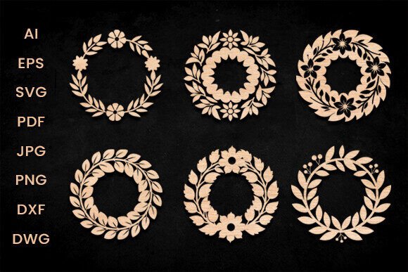 Laser Cut Floral Wreath SVG Bundle Design