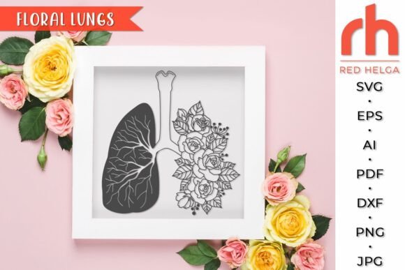 Lungs with Roses SVG, Floral Anatomy DXF