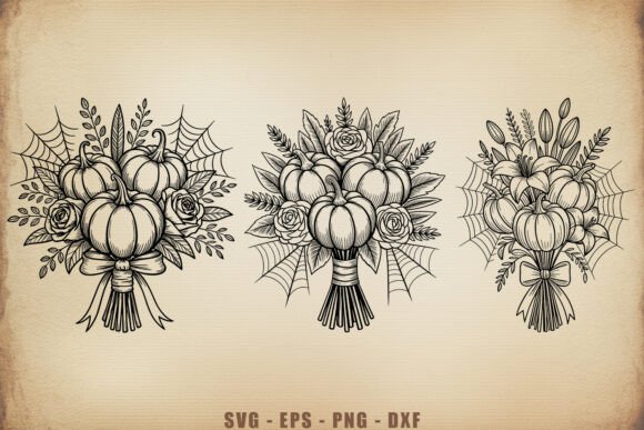 Pumpkin Floral Bouquet SVG Bundle