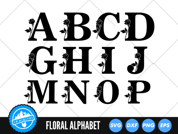 Rose Floral Alphabet SVG, Flower Monogra