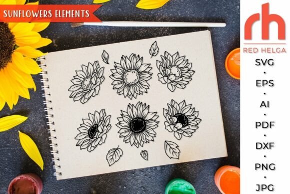 Sunflowers Elements SVG, Floral Design